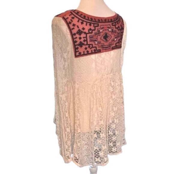 Free people Casablanca Moroccan Lace sz S Embroidered boho peasant hippie flowy - Picture 7 of 11